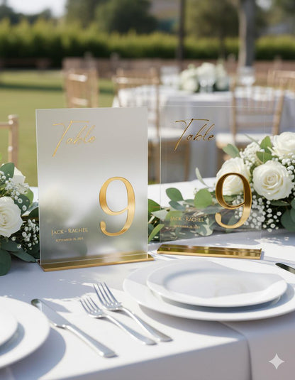 Acrylic Wedding Table Numbers, Frosted Modern Wedding Decor