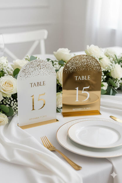 Mirror Wedding Table Numbers: Reception Decor