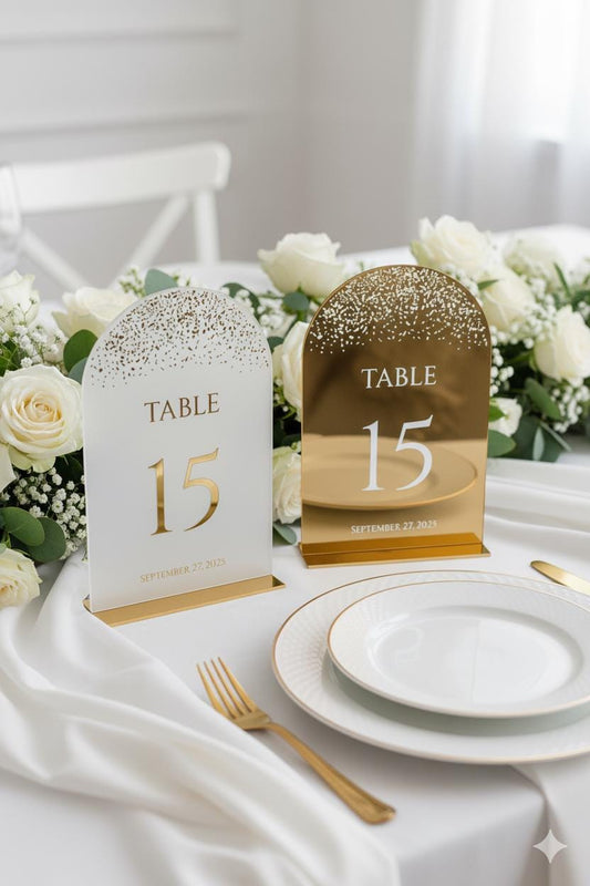Mirror Wedding Table Numbers: Reception Decor