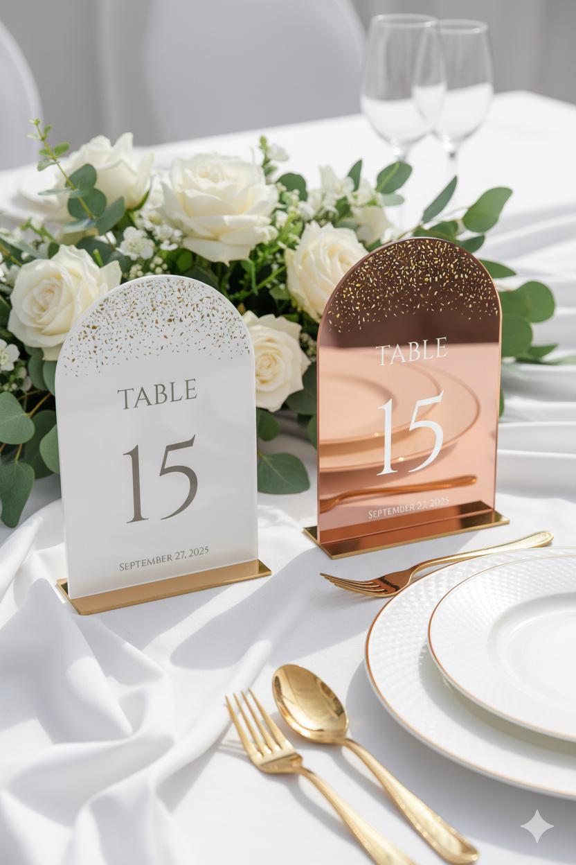 Mirror Wedding Table Numbers: Reception Decor