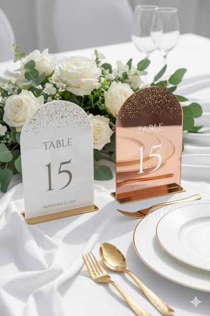 Mirror Wedding Table Numbers: Reception Decor