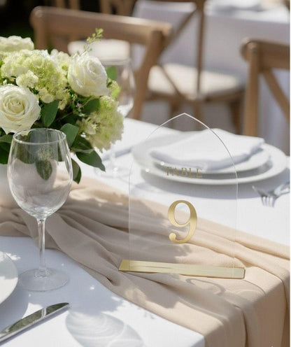 Gold Mirror Wedding Table Number Signs: Reception Table Decor