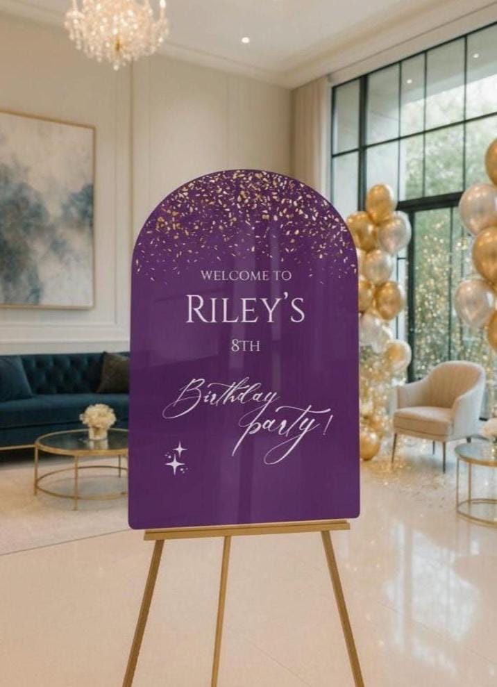 Acrylic Happy Birthday Welcome Sign: Party Decorations