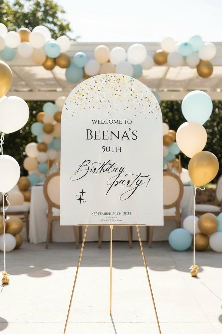 Acrylic Happy Birthday Welcome Sign: Party Decorations