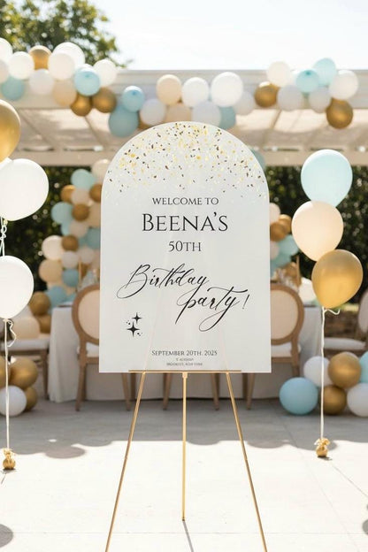 Acrylic Happy Birthday Welcome Sign: Party Decorations