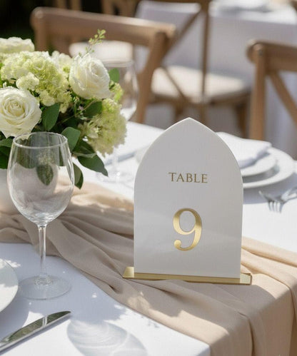 Gold Mirror Wedding Table Number Signs: Reception Table Decor