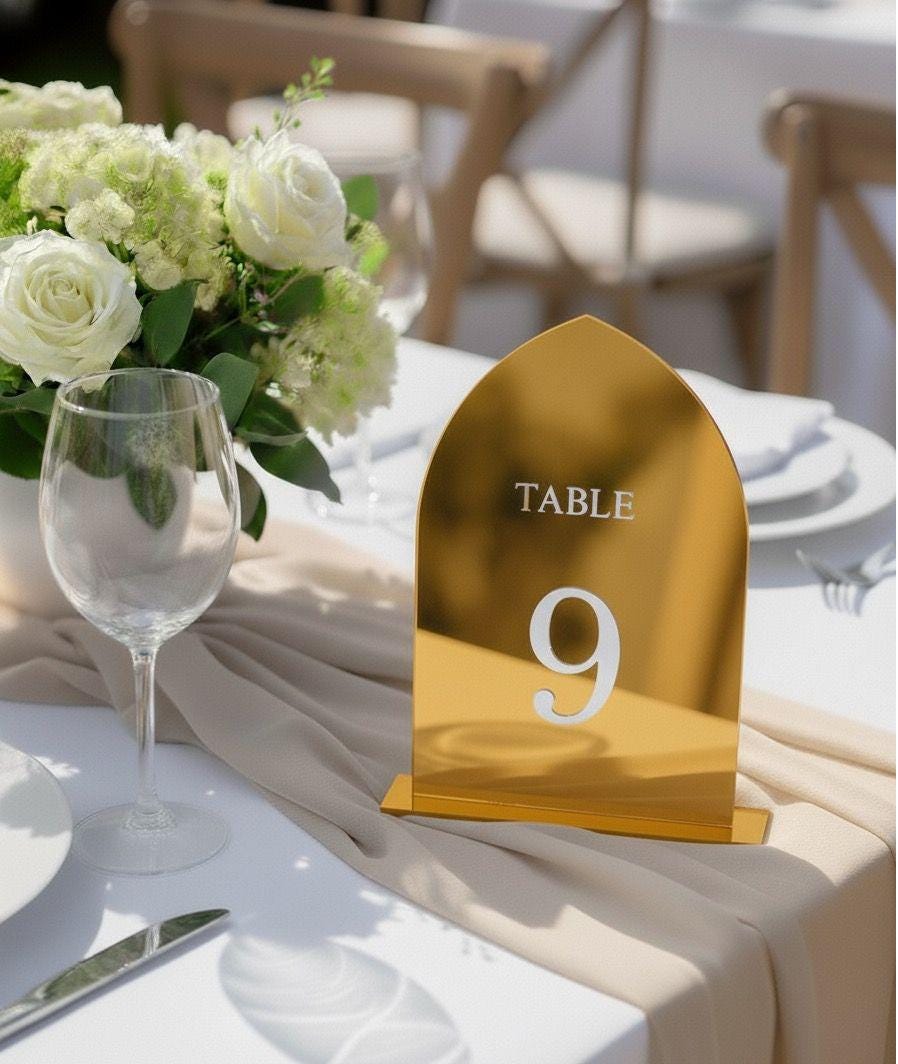 Black and Gold Table Numbers for Wedding Reception Decor