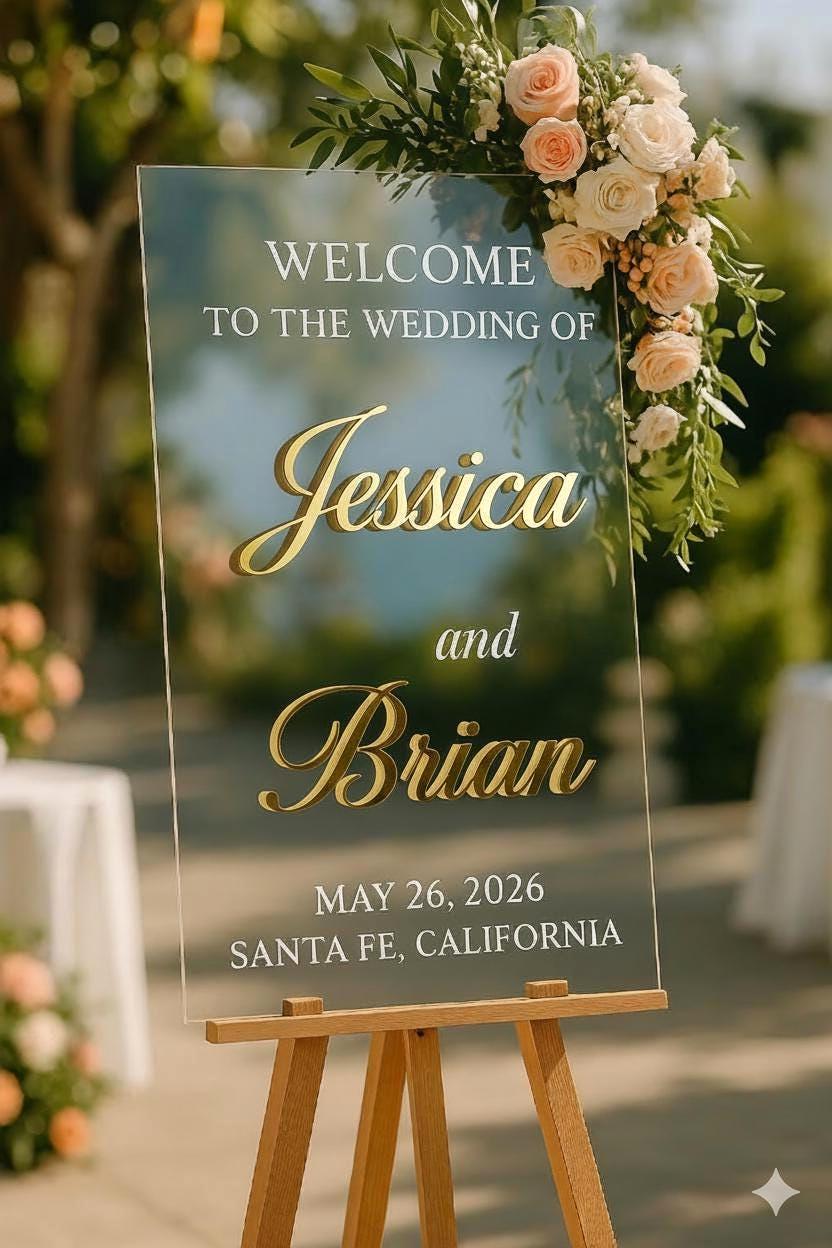 Wedding Welcome Sign: Acrylic 3D Letters