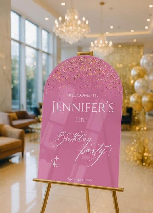 Acrylic Happy Birthday Welcome Sign: Party Decorations