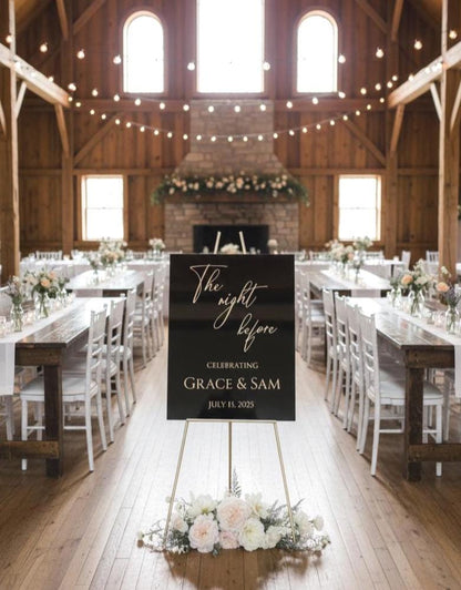 The Night Before Sign, Acrylic Wedding Signage with 3D Mirror Letters