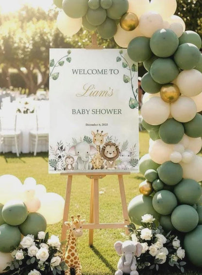Acrylic Baby Shower Welcome Sign, A Little Wild One, Elegant Personalized Party Decor