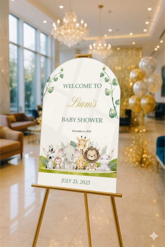 Acrylic Baby Shower Welcome Sign, A Little Wild One, Elegant Personalized Party Decor