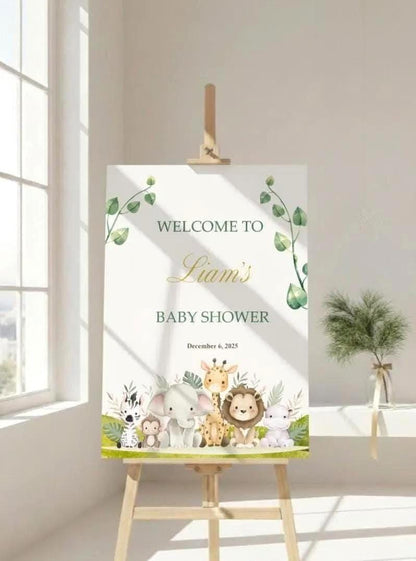 Acrylic Baby Shower Welcome Sign, A Little Wild One, Elegant Personalized Party Decor