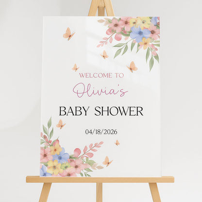 Wildflower Baby Shower Welcome Sign, Floral Party Decor