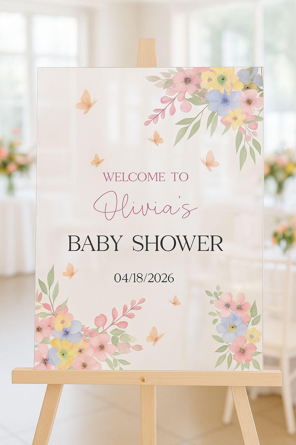Wildflower Baby Shower Welcome Sign, Floral Party Decor