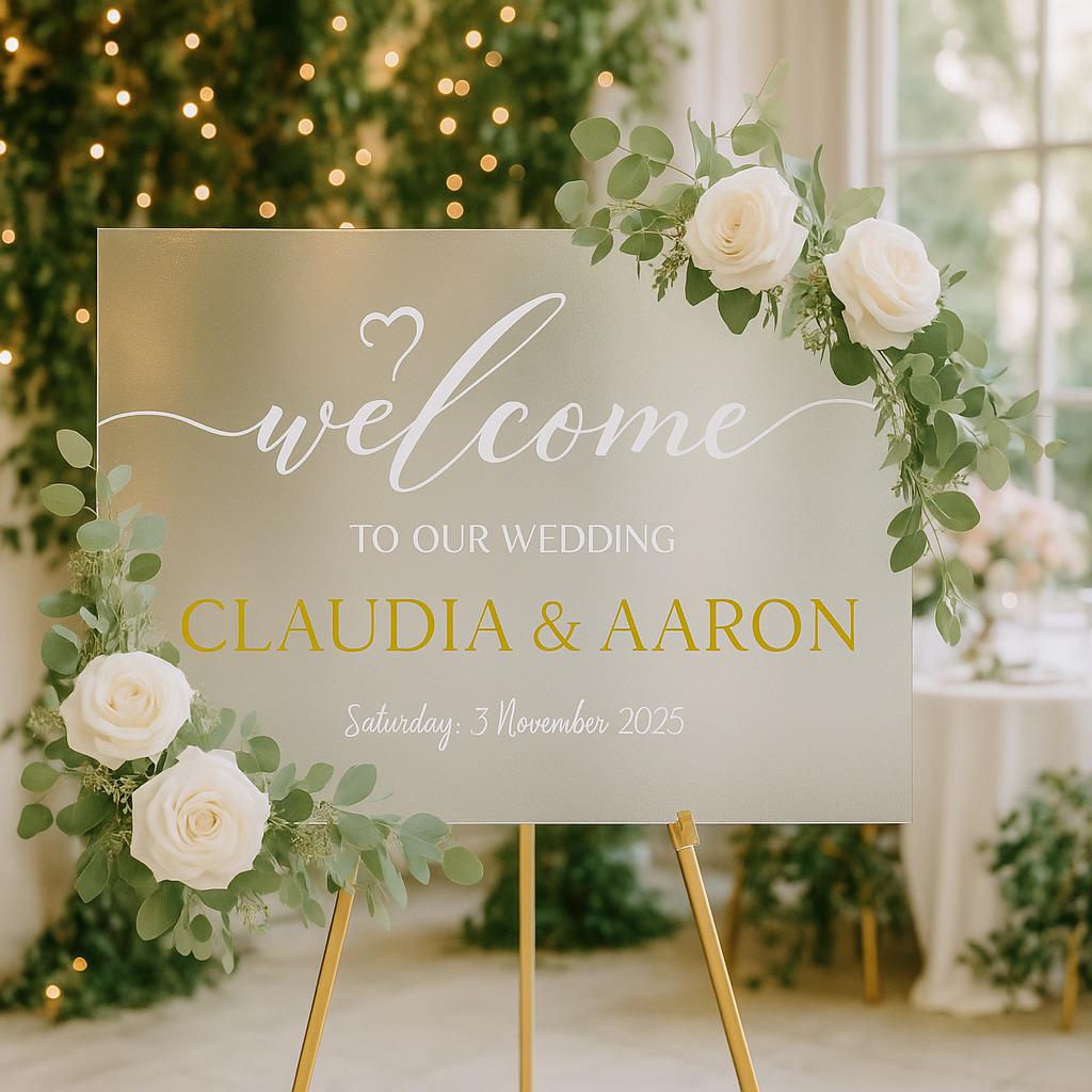 Acrylic Wedding Welcome Sign with 3D Mirror Letters