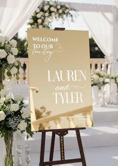 Wedding Mirror Sign, Custom Acrylic Welcome Signage, Engagement Decorations