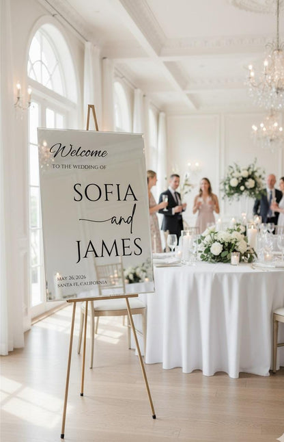 Acrylic Mirror Wedding Welcome Sign: Reception Decor