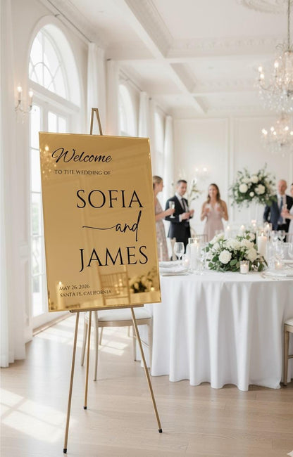 Acrylic Mirror Wedding Welcome Sign: Reception Decor