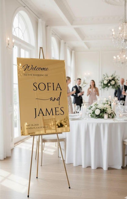 Mirror Wedding Sign, Acrylic Welcome Signage, Custom Engagement Decorations