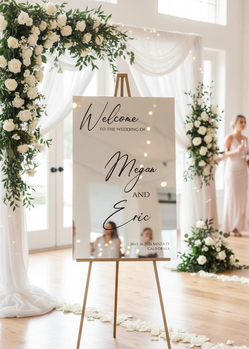 Mirror Acrylic Wedding Sign, Reception Decor