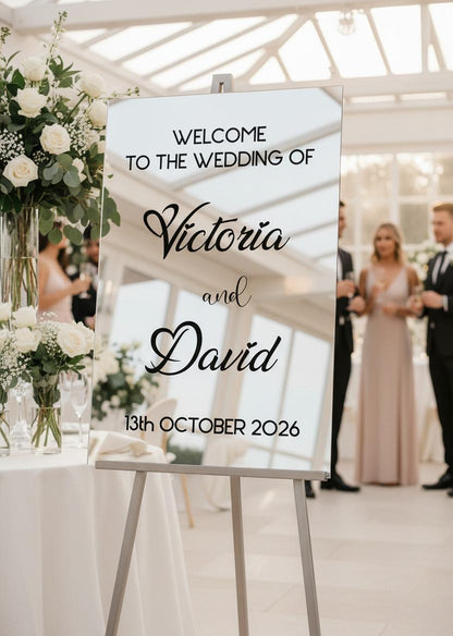 Mirror Wedding Sign, Acrylic Welcome Signage, Custom Engagement Decorations