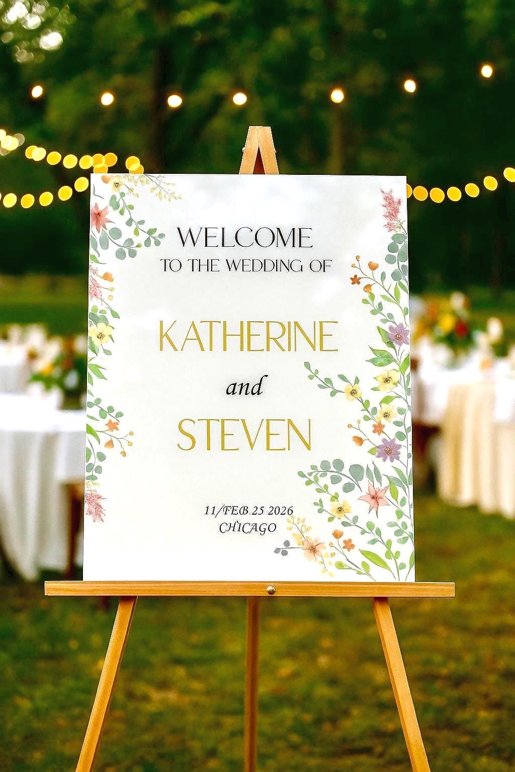 Wildflower Wedding Sign: Acrylic Signage