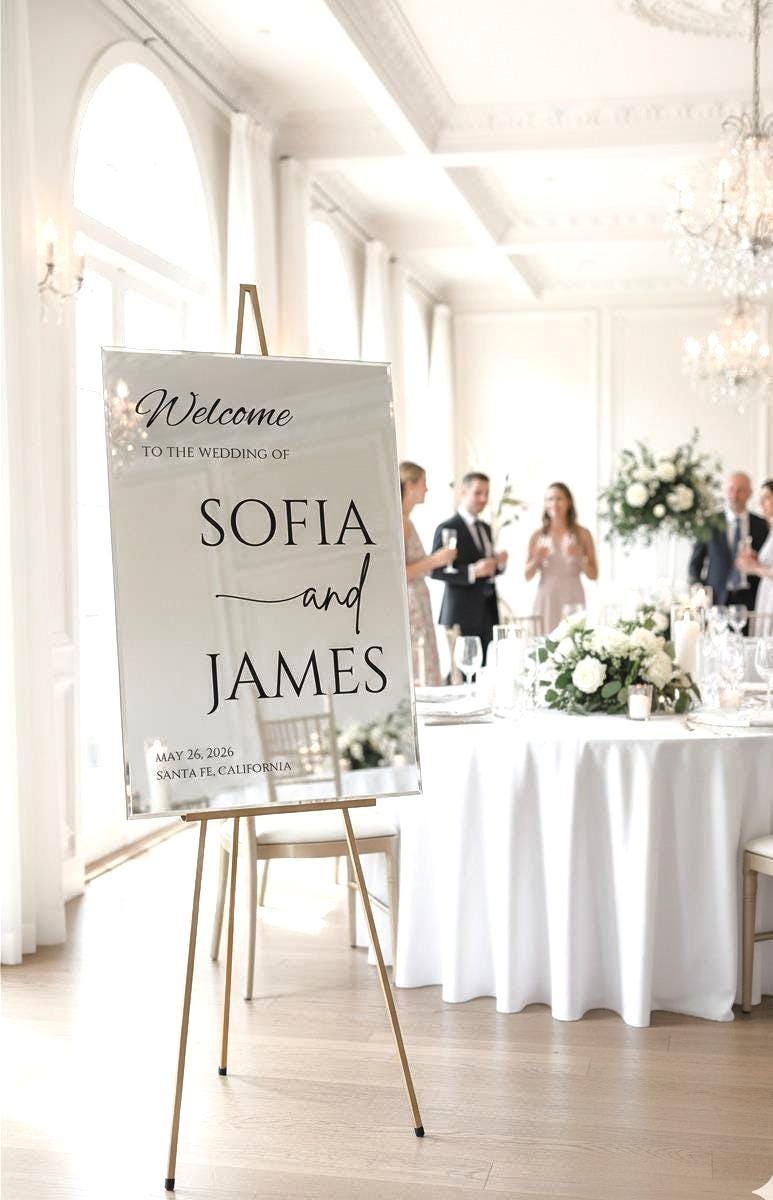 Wedding Mirror Sign, Custom Acrylic Welcome Signage, Engagement Decorations