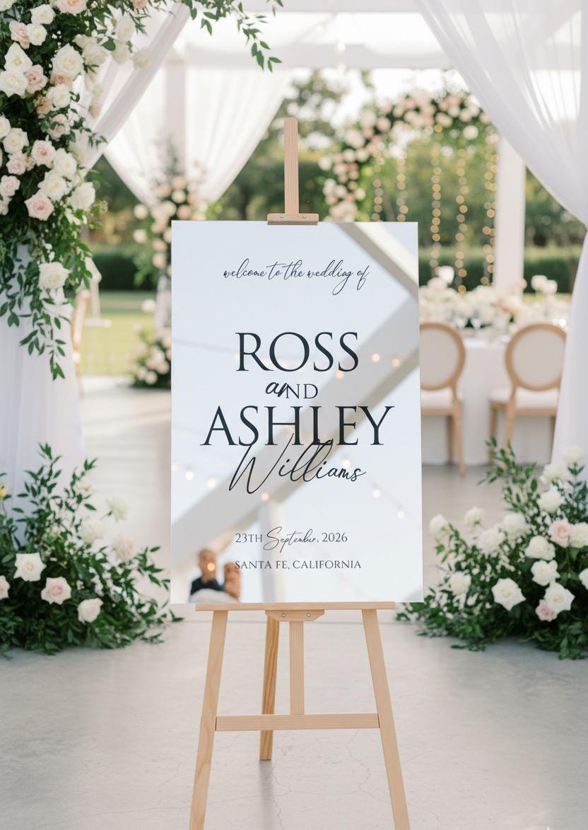Wedding Mirror Sign, Custom Acrylic Welcome Signage, Engagement Decorations