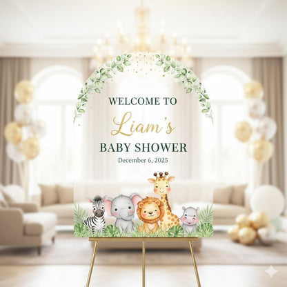 Acrylic Baby Shower Welcome Sign, A Little Wild One, Elegant Personalized Party Decor