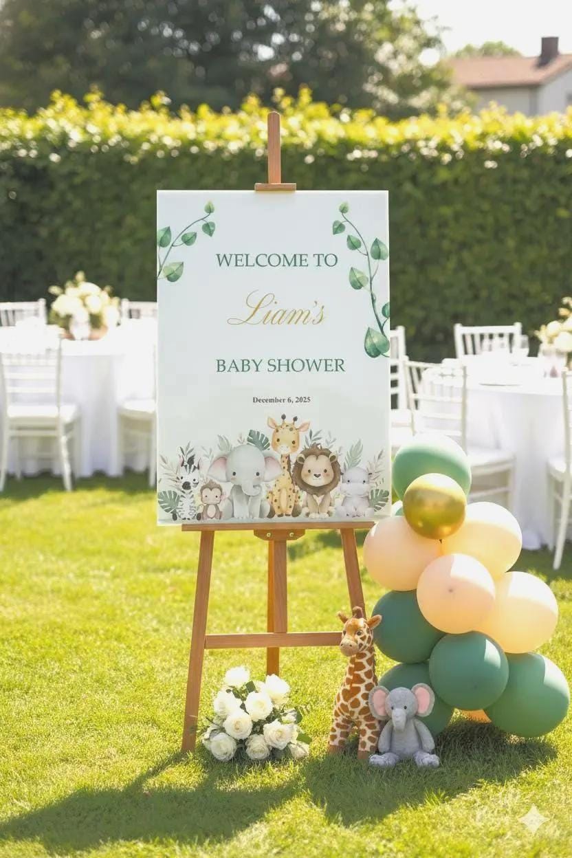 Custom Baby Shower Welcome Sign, A Little Wild One, Acrylic Party Decorations