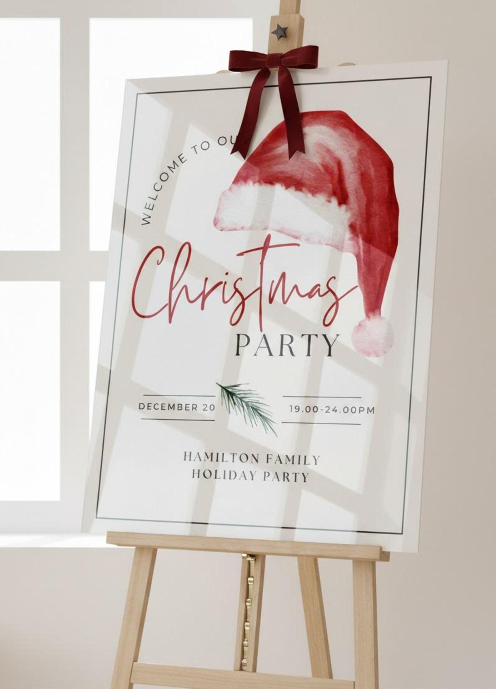 Acrylic Christmas Party Welcome Sign, Personalized Holiday Decor