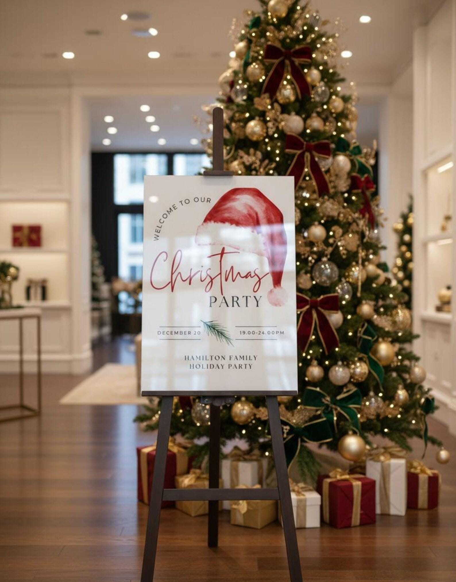 Acrylic Christmas Party Welcome Sign, Personalized Holiday Decor