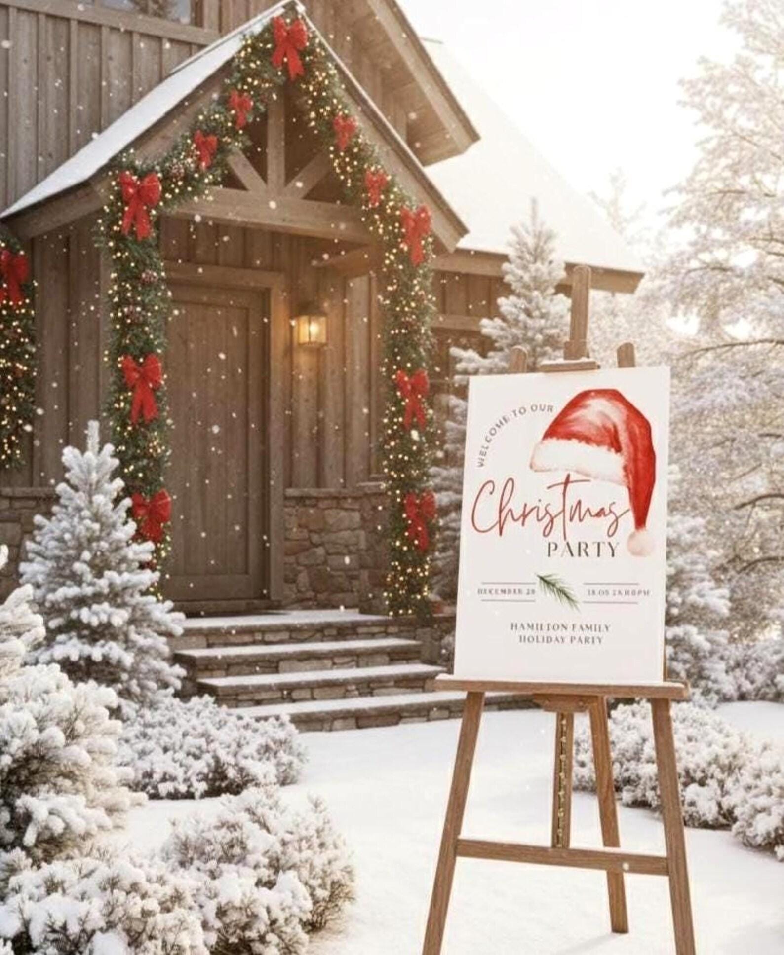 Acrylic Christmas Party Welcome Sign, Personalized Holiday Decor