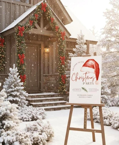 Acrylic Christmas Party Welcome Sign, Personalized Holiday Decor