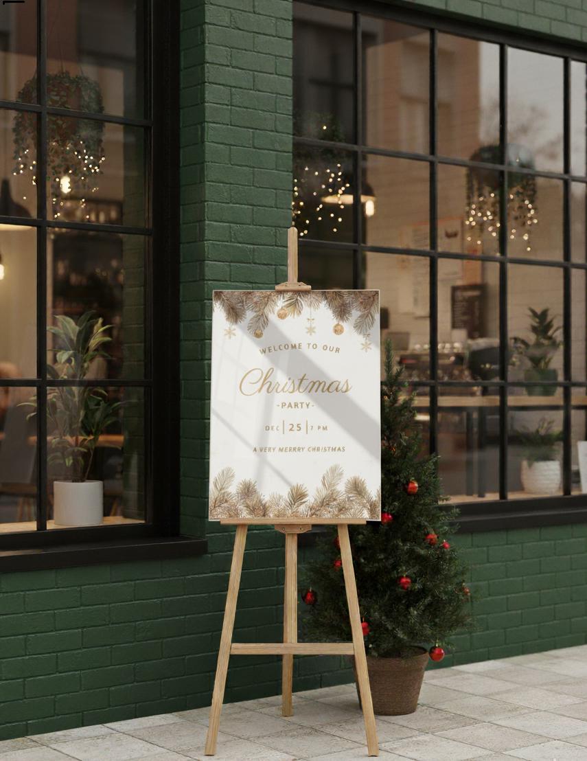 Christmas Party Welcome Sign, Acrylic Holiday Decorations, Festive Decor