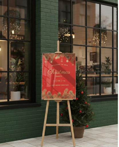 Christmas Party Welcome Sign, Acrylic Holiday Decorations, Festive Decor