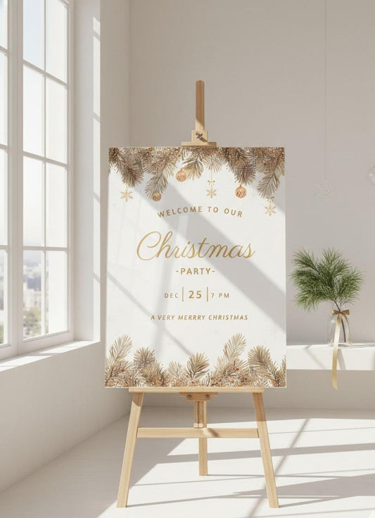 Christmas Party Welcome Sign, Acrylic Holiday Decorations, Festive Decor