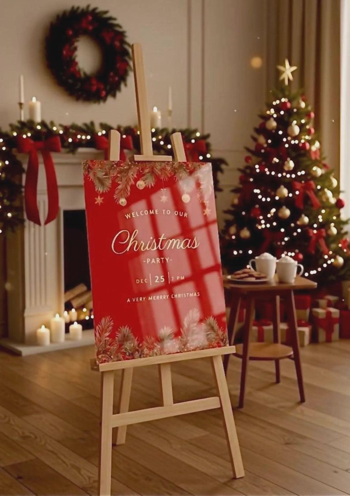 Personalized Mirror Acrylic Christmas Welcome Sign, UV Printed