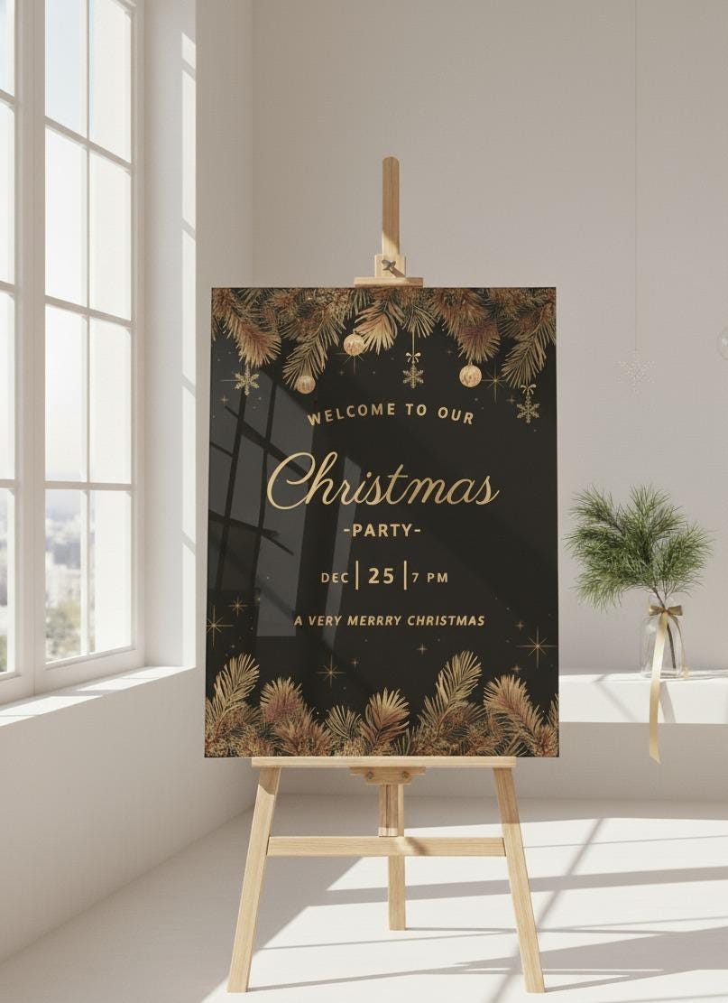 Personalized Mirror Acrylic Christmas Welcome Sign, UV Printed