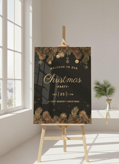 Personalized Mirror Acrylic Christmas Welcome Sign, UV Printed