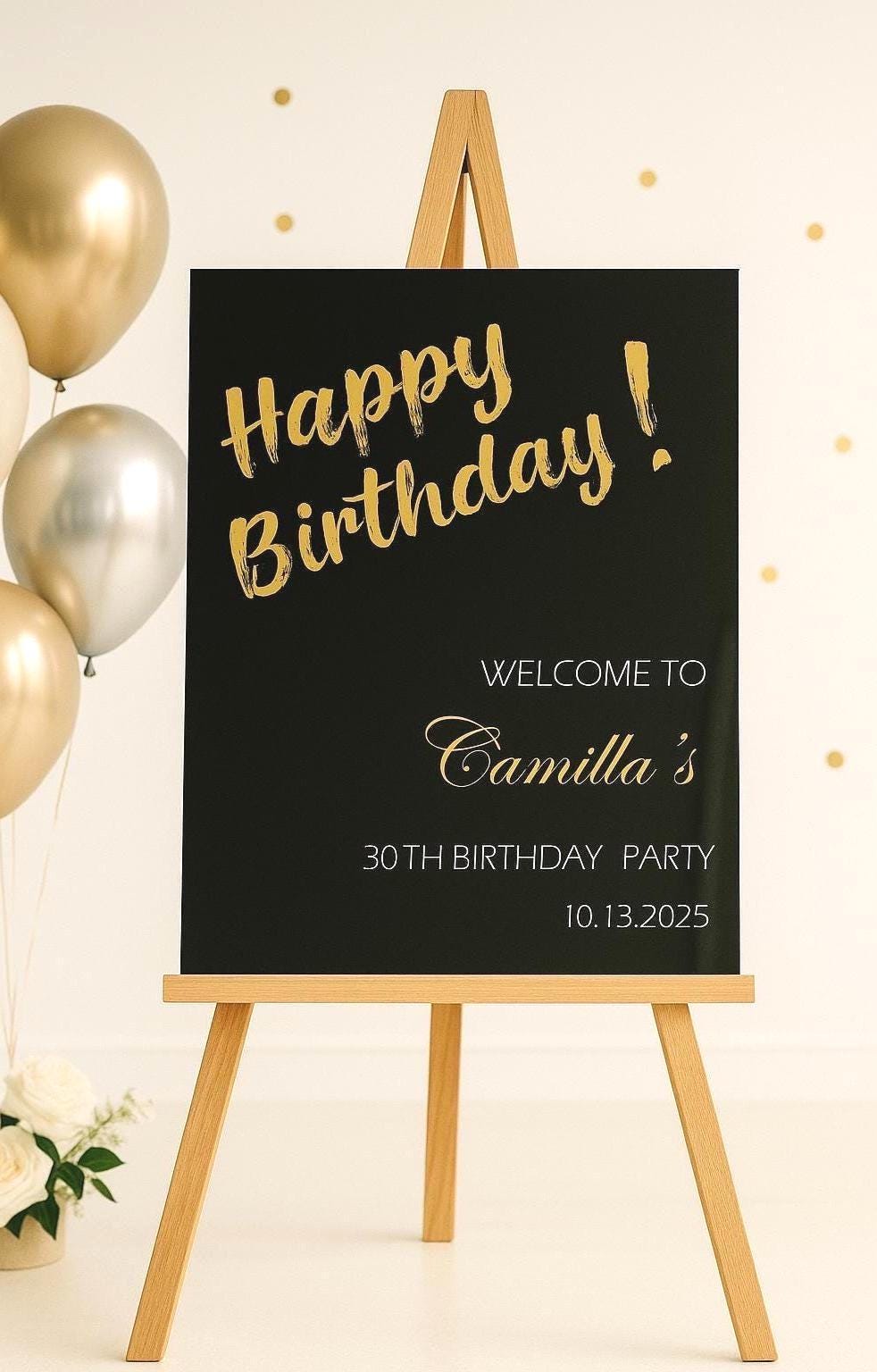 Acrylic Happy Birthday Welcome Sign, Party Decorations