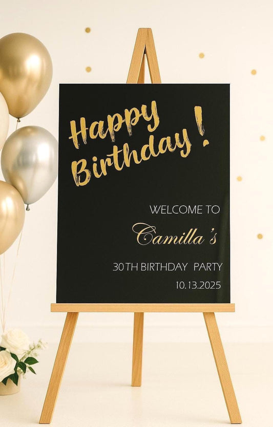 Acrylic Happy Birthday Welcome Sign, Party Decorations