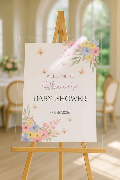 Wildflower Baby Shower Welcome Sign, Floral Party Decor