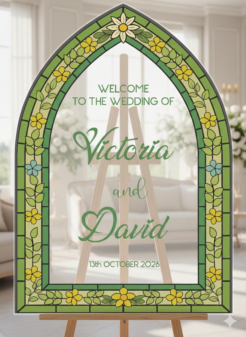 Stained Glass Wedding Welcome Sign, Custom Engagement Decorations