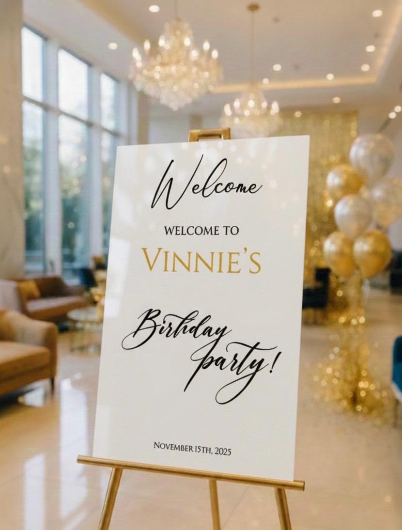 Acrylic Happy Birthday Welcome Sign: Elegant Party Decor