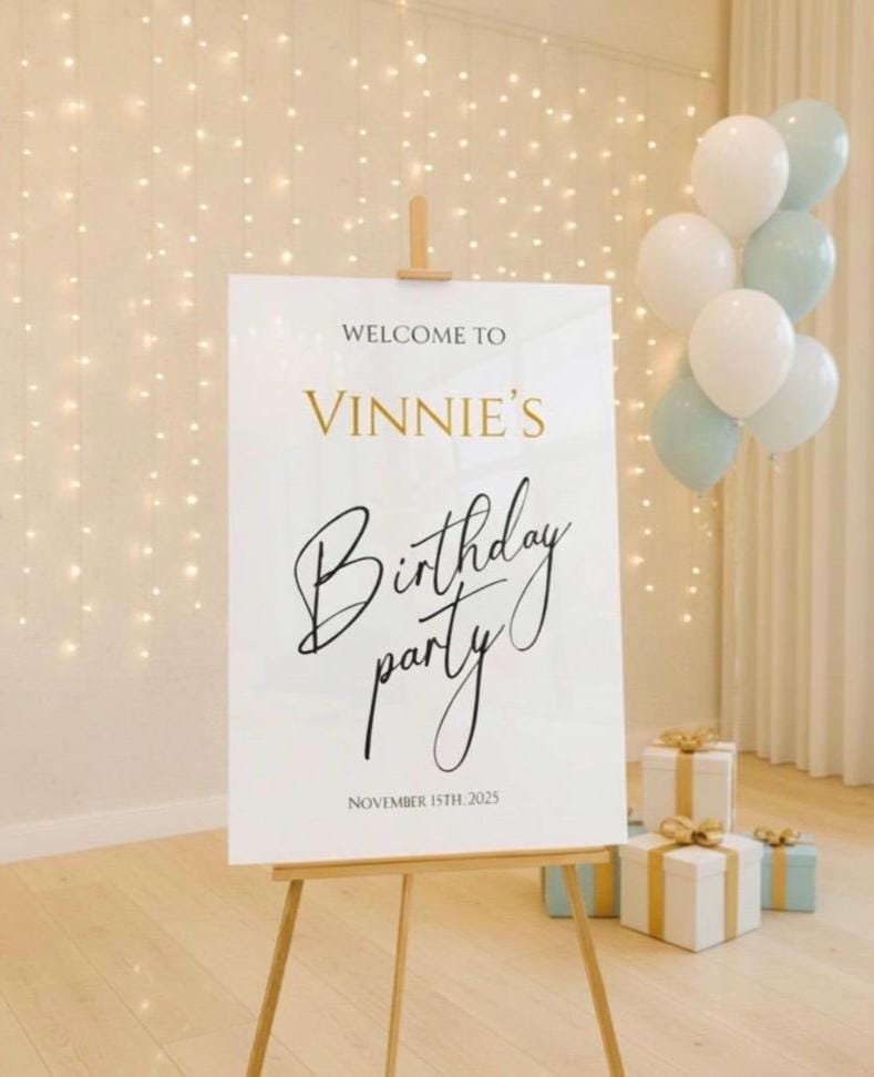 Acrylic Happy Birthday Welcome Sign, Party Decor Kits