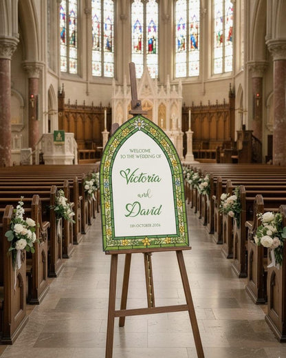 Stained Glass Wedding Welcome Sign, Custom Engagement Decorations