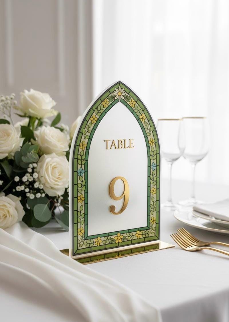 Stained Glass Wedding Table Numbers, Reception Table Decor