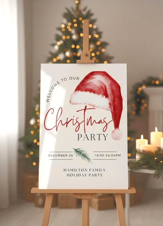 Acrylic Christmas Party Welcome Sign, Personalized Holiday Decor